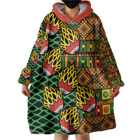 African Tribal Geometric Mixed Kanga Pattern Wearable Blanket Hoodie - Wonder Print Shop
