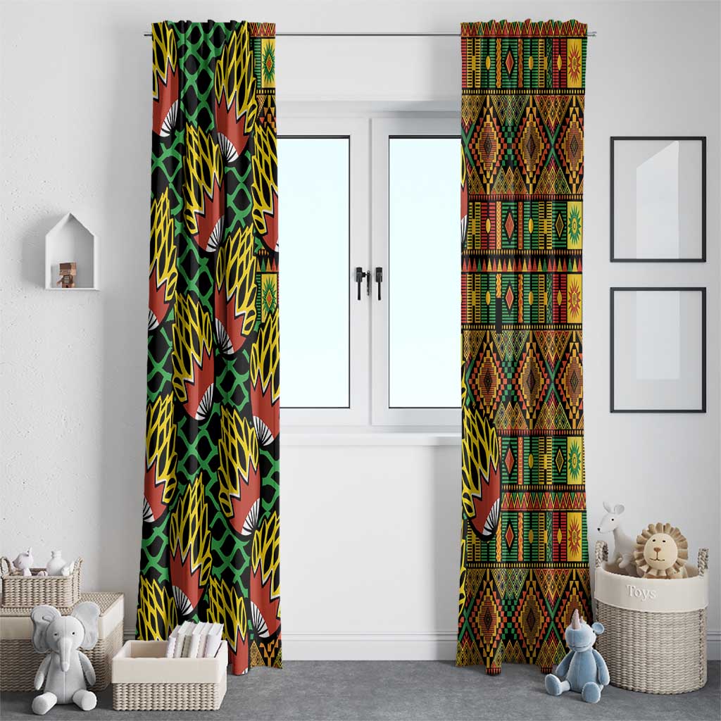 African Tribal Geometric Mixed Kanga Pattern Window Curtain - Wonder Print Shop