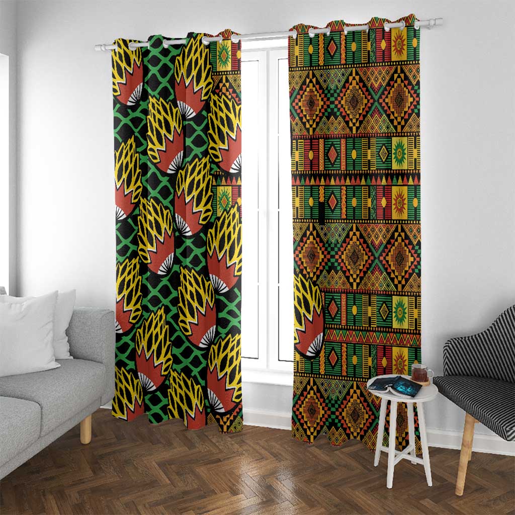 African Tribal Geometric Mixed Kanga Pattern Window Curtain - Wonder Print Shop