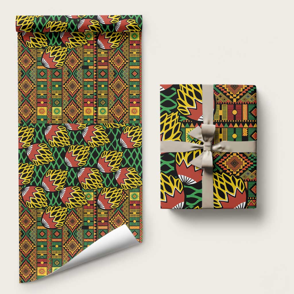 African Tribal Geometric Mixed Kanga Pattern Wrapping Paper - Wonder Print Shop