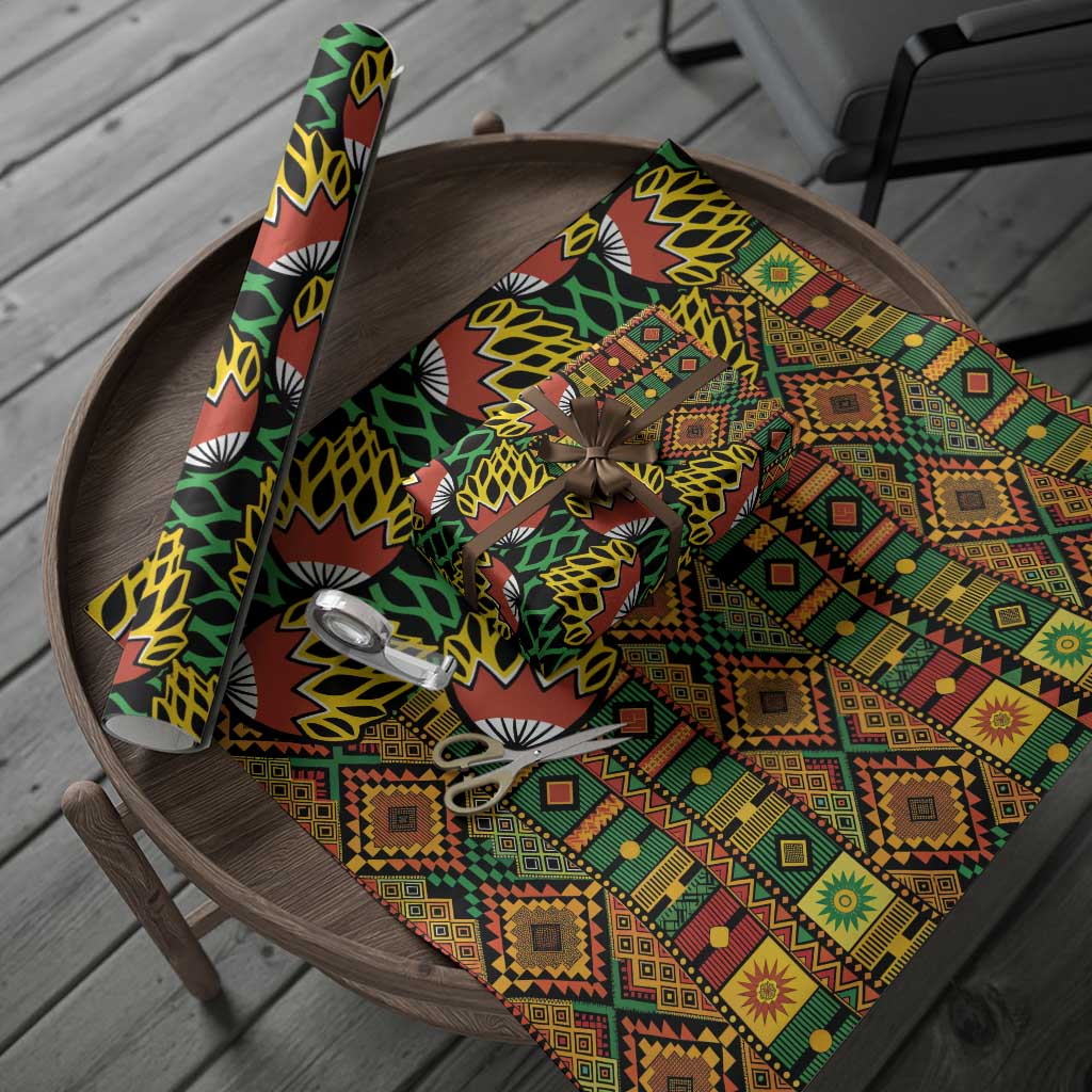 African Tribal Geometric Mixed Kanga Pattern Wrapping Paper - Wonder Print Shop