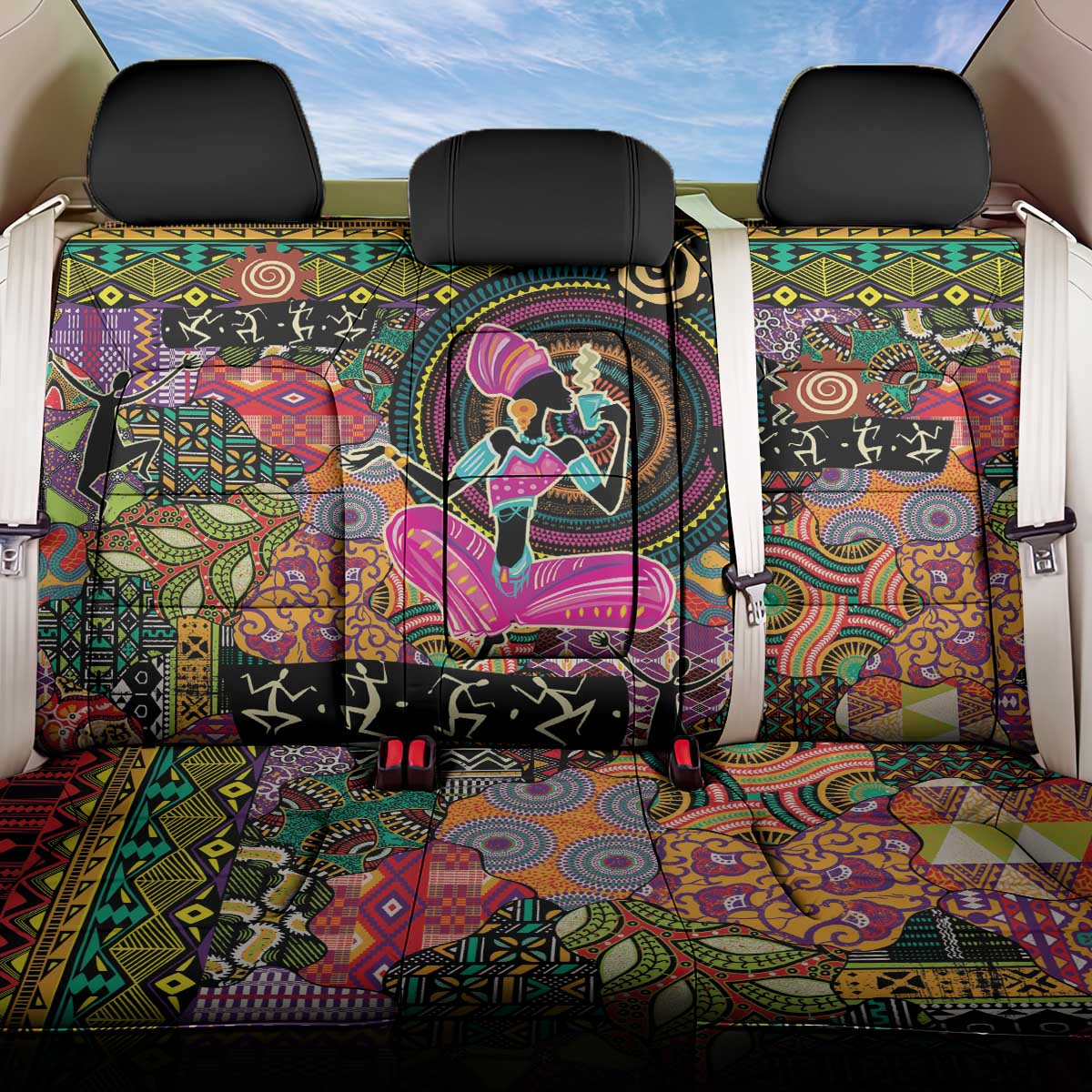 African Women Ethnic Motifs Back Car Seat Cover LT9 - Wonder Print Shop