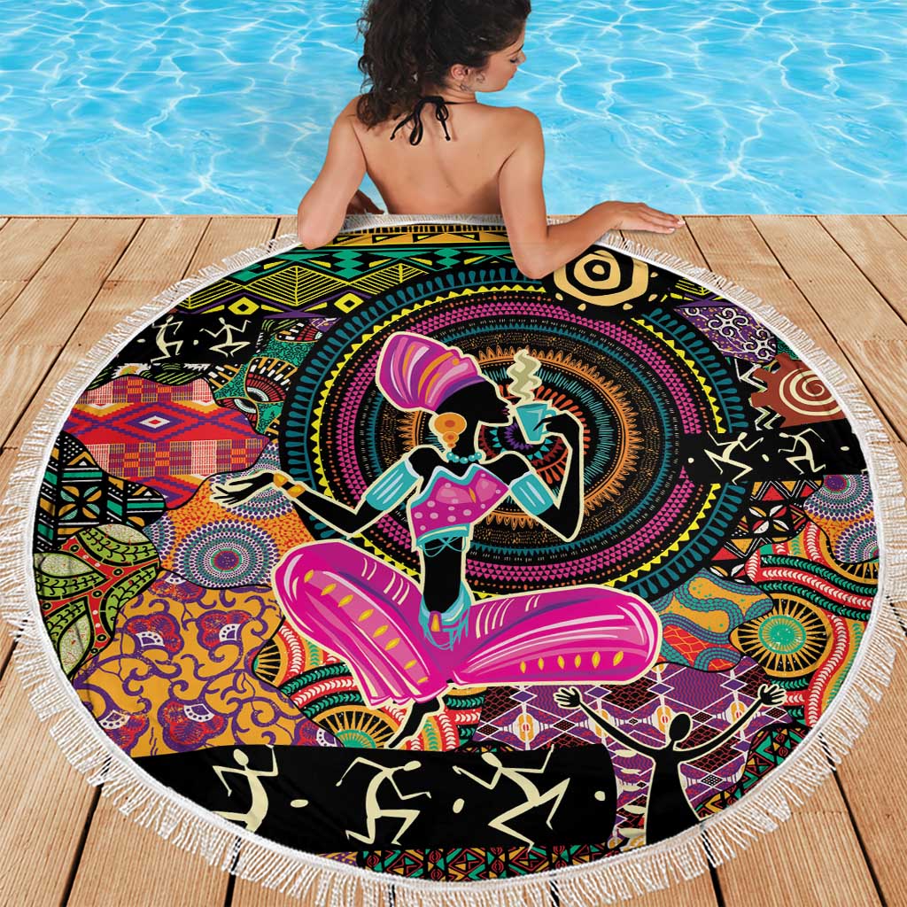 African Women Ethnic Motifs Beach Blanket LT9 - Wonder Print Shop