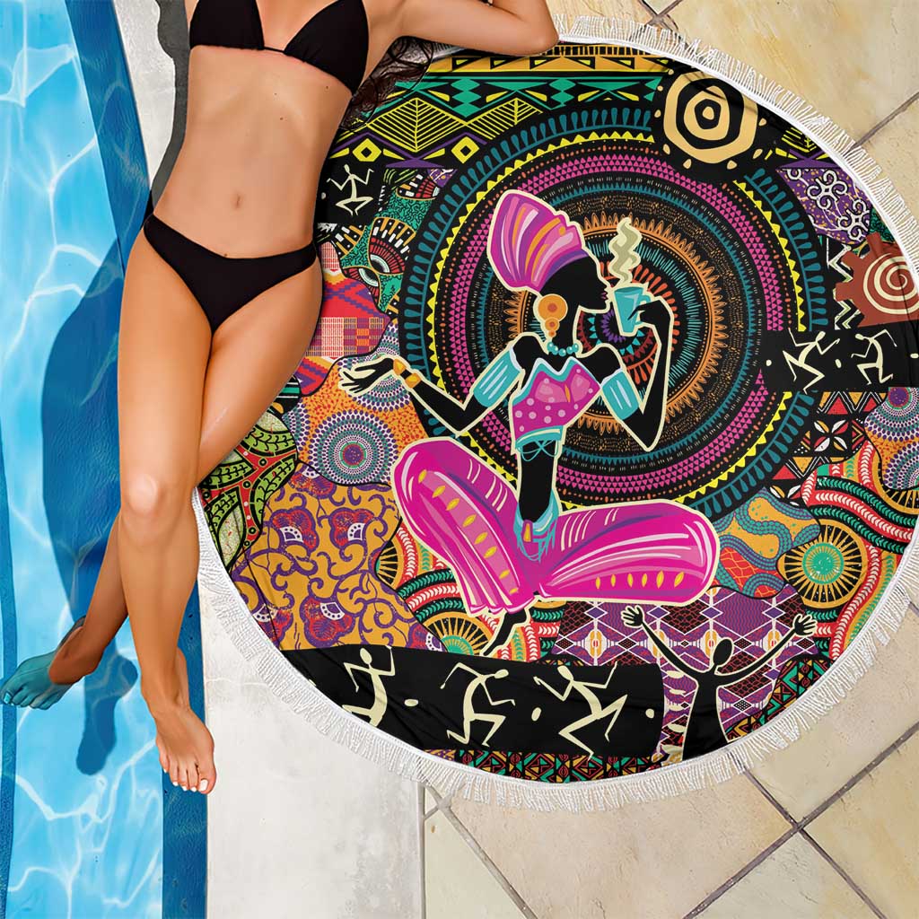 African Women Ethnic Motifs Beach Blanket LT9 - Wonder Print Shop
