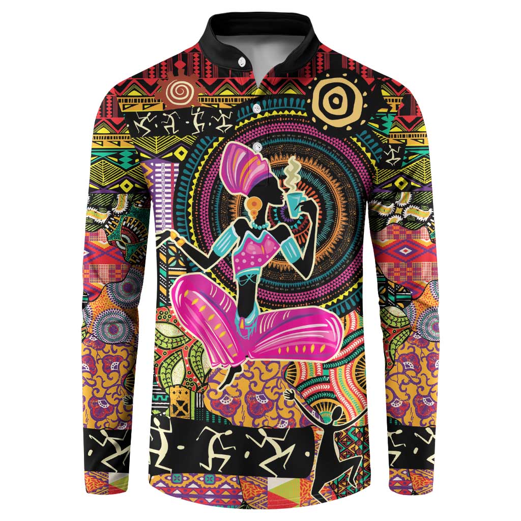 African Women Ethnic Motifs Button Sweatshirt LT9 - Wonder Print Shop