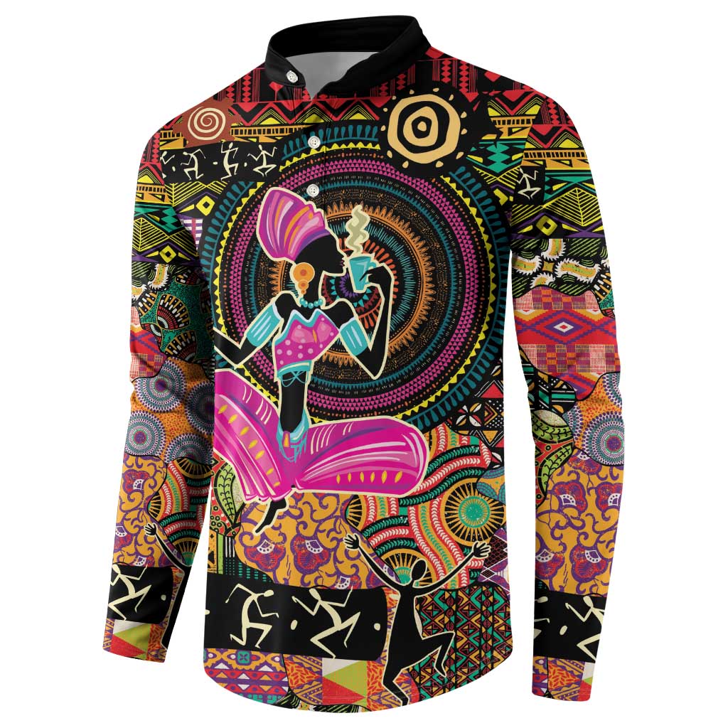 African Women Ethnic Motifs Button Sweatshirt LT9 - Wonder Print Shop