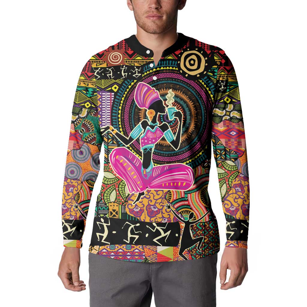 African Women Ethnic Motifs Button Sweatshirt LT9 - Wonder Print Shop