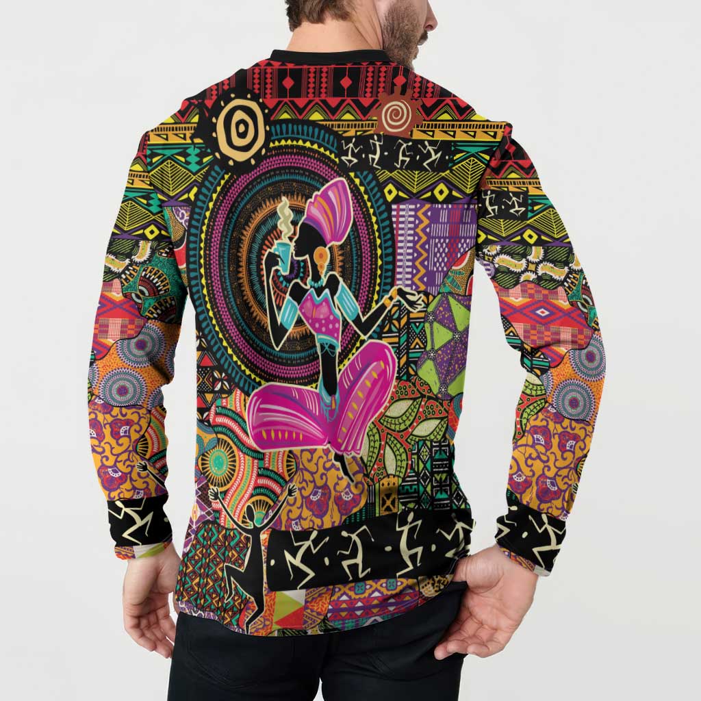 African Women Ethnic Motifs Button Sweatshirt LT9 - Wonder Print Shop