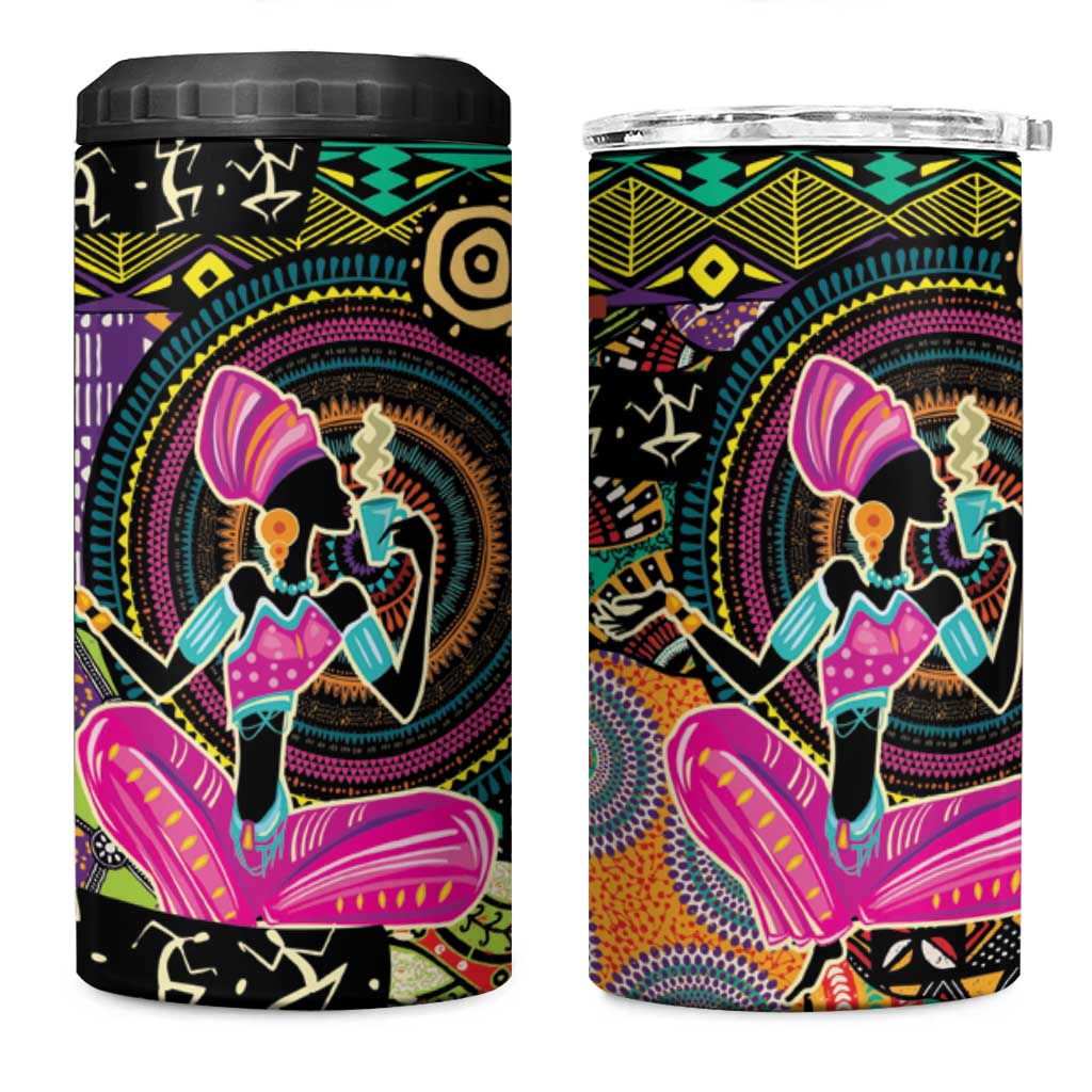 African Women Ethnic Motifs 4 in 1 Can Cooler Tumbler LT9 - Wonder Print Shop