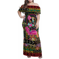 African Women Ethnic Motifs Family Matching Off Shoulder Maxi Dress and Hawaiian Shirt LT9 - Wonder Print Shop