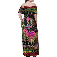 African Women Ethnic Motifs Family Matching Off Shoulder Maxi Dress and Hawaiian Shirt LT9 - Wonder Print Shop