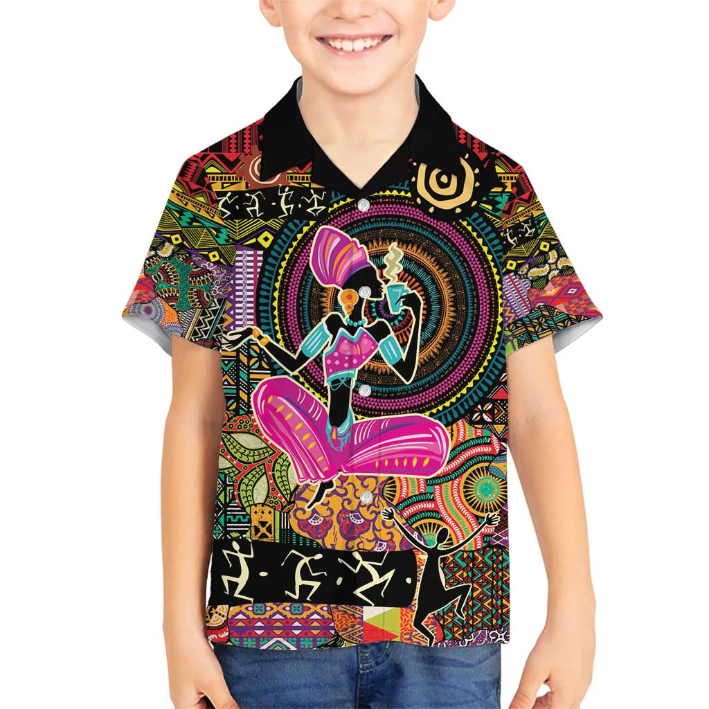 African Women Ethnic Motifs Family Matching Puletasi and Hawaiian Shirt