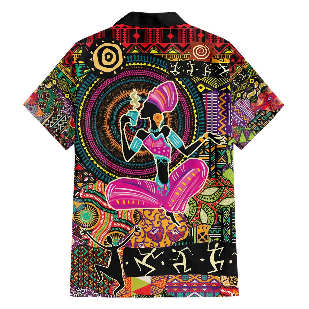 African Women Ethnic Motifs Family Matching Short Sleeve Bodycon Dress and Hawaiian Shirt - Wonder Print Shop