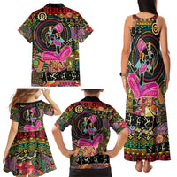 African Women Ethnic Motifs Family Matching Tank Maxi Dress and Hawaiian Shirt - Wonder Print Shop