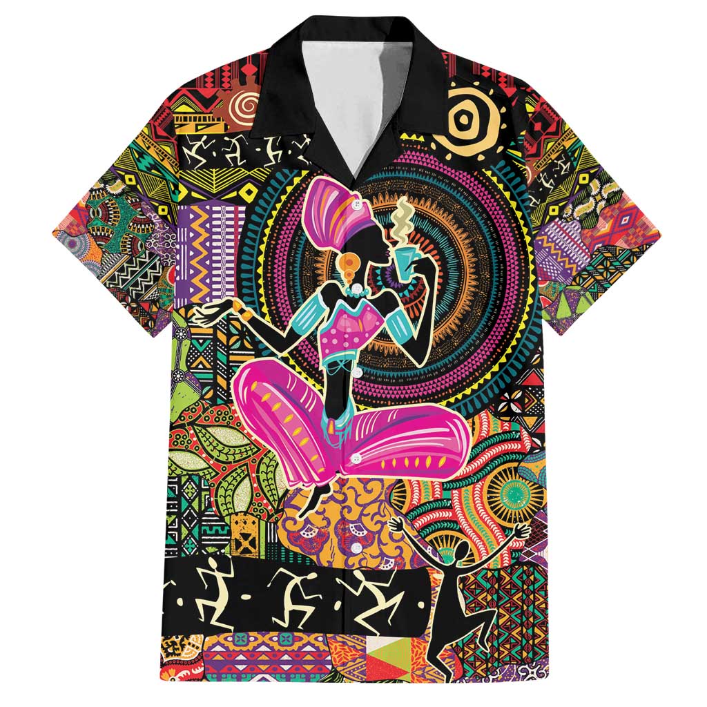 African Women Ethnic Motifs Family Matching Tank Maxi Dress and Hawaiian Shirt - Wonder Print Shop