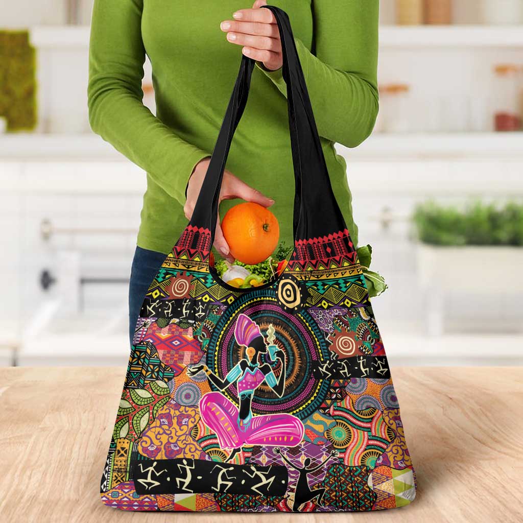 African Women Ethnic Motifs Grocery Bag