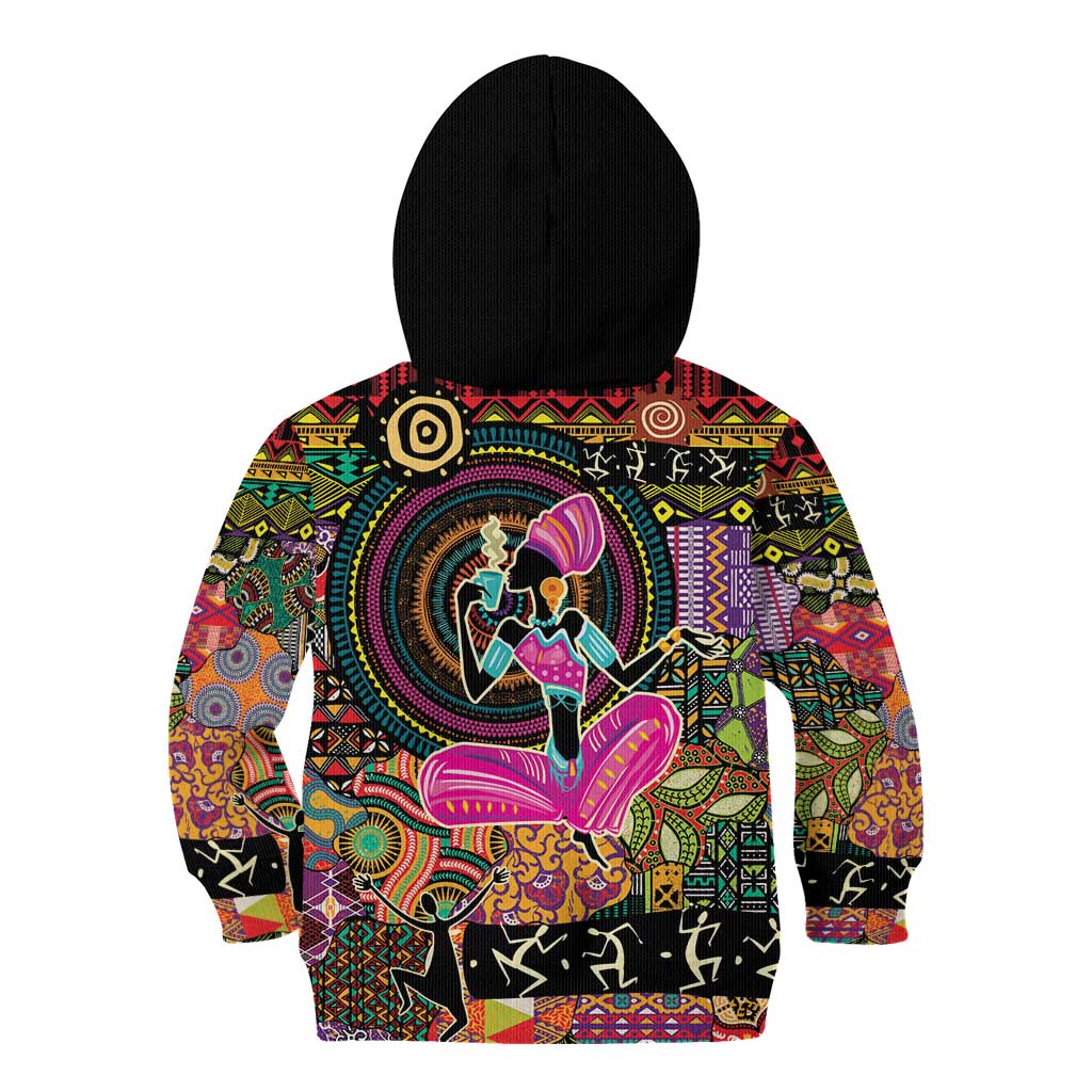 African Women Ethnic Motifs Kid Hoodie - Wonder Print Shop