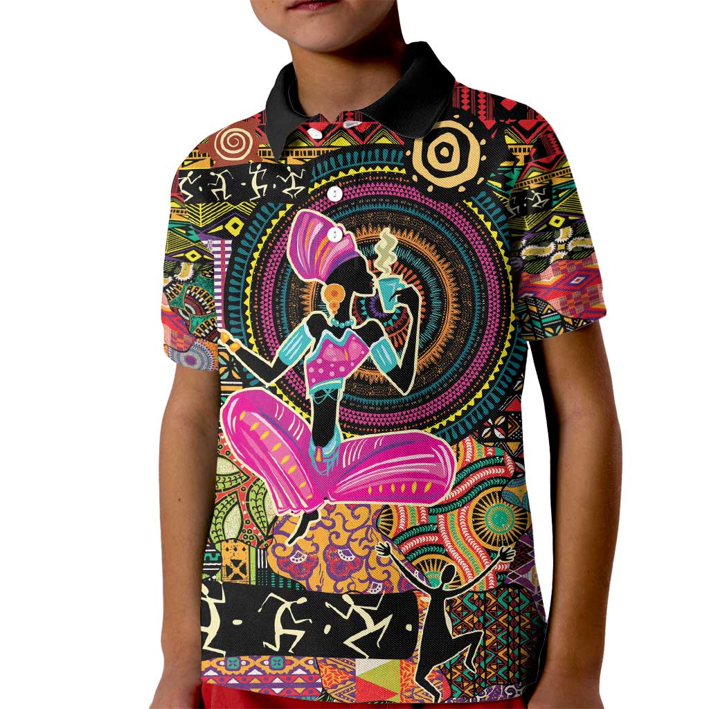 African Women Ethnic Motifs Kid Polo Shirt - Wonder Print Shop