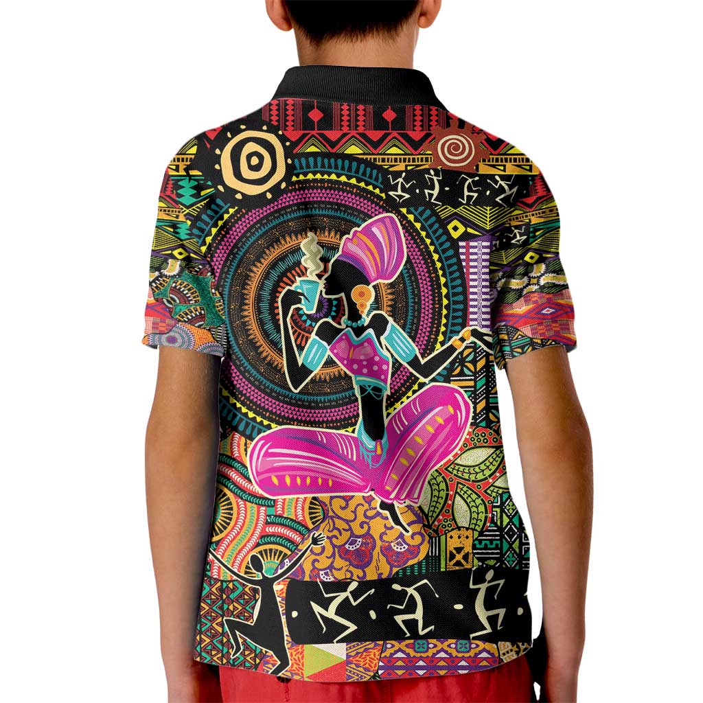 African Women Ethnic Motifs Kid Polo Shirt - Wonder Print Shop