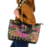 African Women Ethnic Motifs Leather Tote Bag