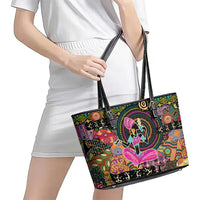 African Women Ethnic Motifs Leather Tote Bag