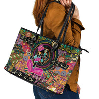 African Women Ethnic Motifs Leather Tote Bag
