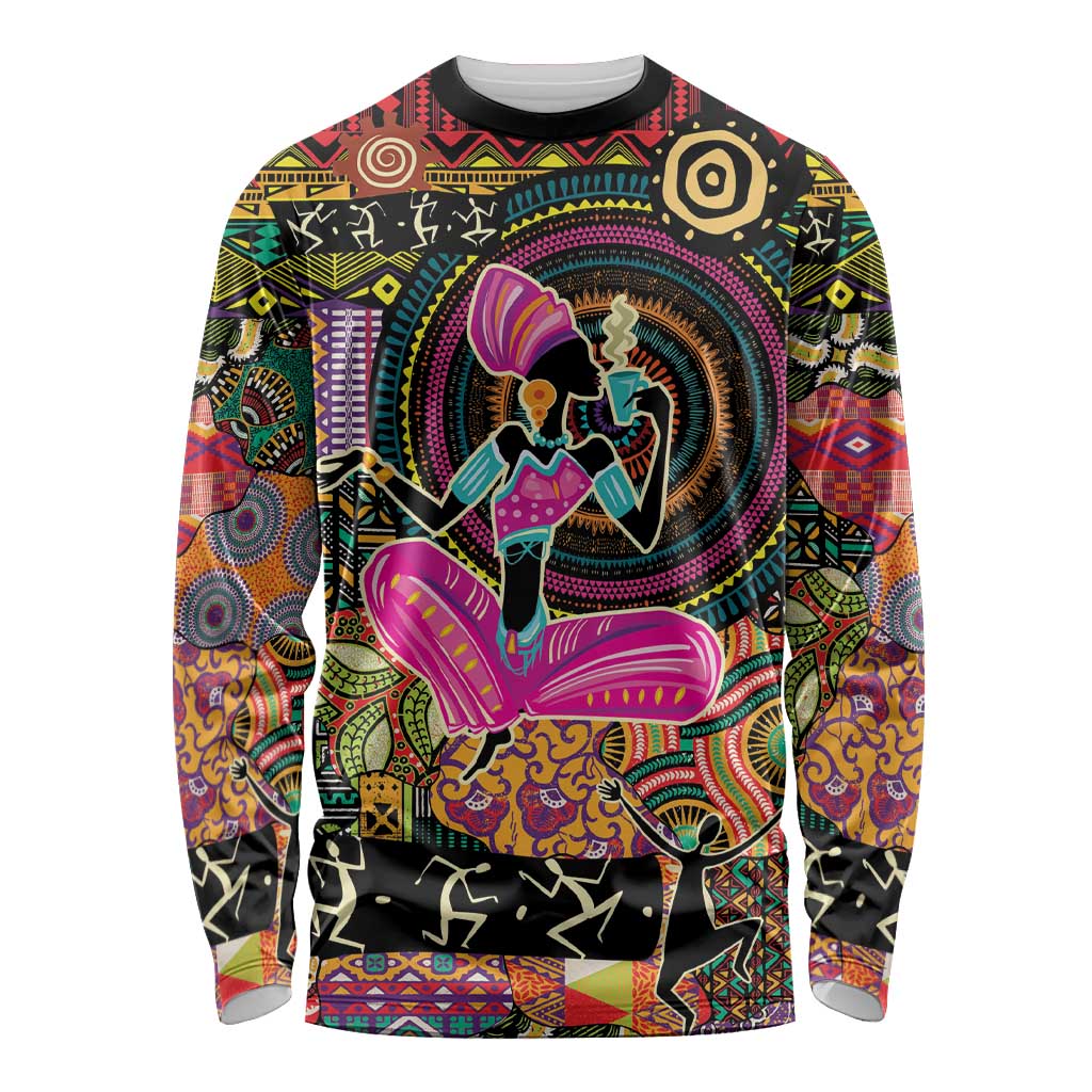 African Women Ethnic Motifs Long Sleeve Shirt - Wonder Print Shop