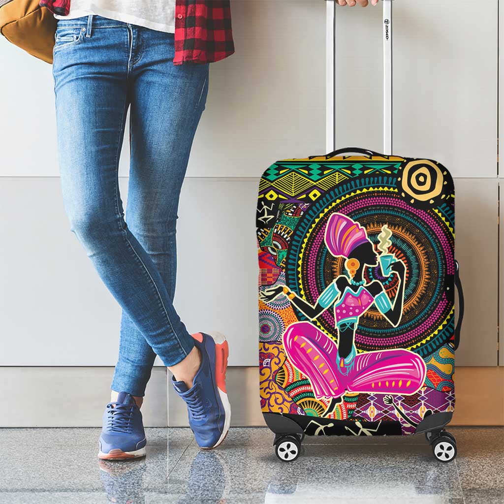 African Women Ethnic Motifs Luggage Cover - Wonder Print Shop