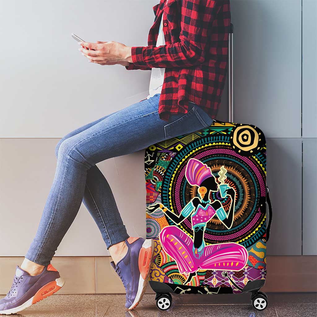 African Women Ethnic Motifs Luggage Cover - Wonder Print Shop