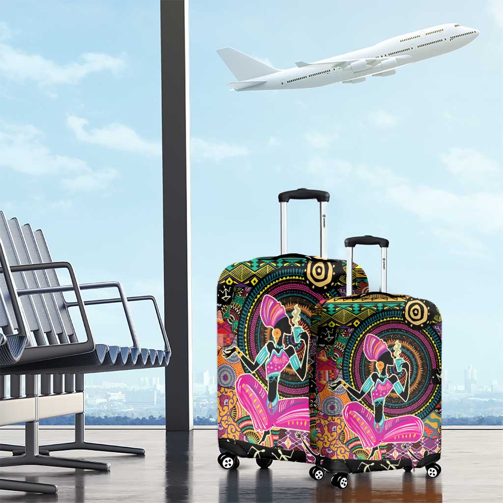 African Women Ethnic Motifs Luggage Cover - Wonder Print Shop