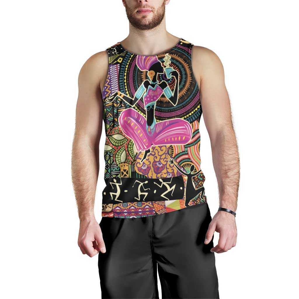 African Women Ethnic Motifs Men Tank Top - Wonder Print Shop