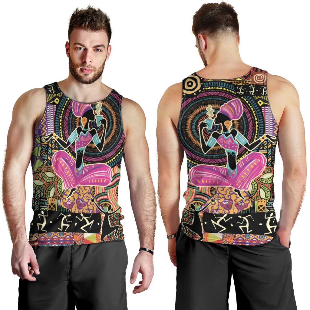 African Women Ethnic Motifs Men Tank Top - Wonder Print Shop