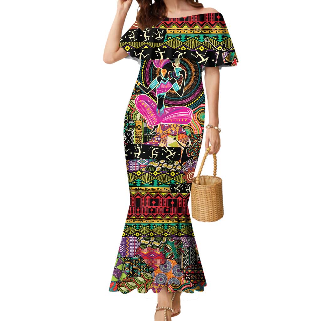 African Women Ethnic Motifs Mermaid Dress - Wonder Print Shop