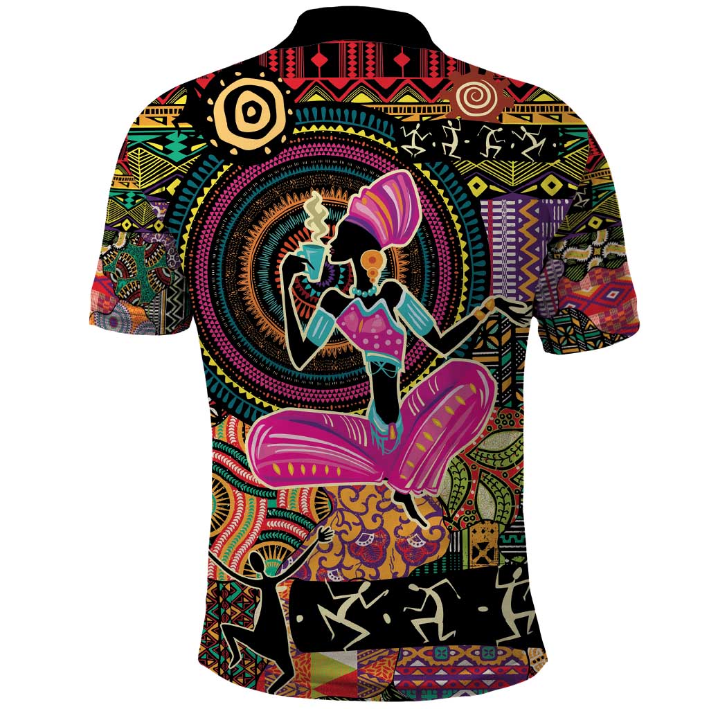 African Women Ethnic Motifs Polo Shirt - Wonder Print Shop