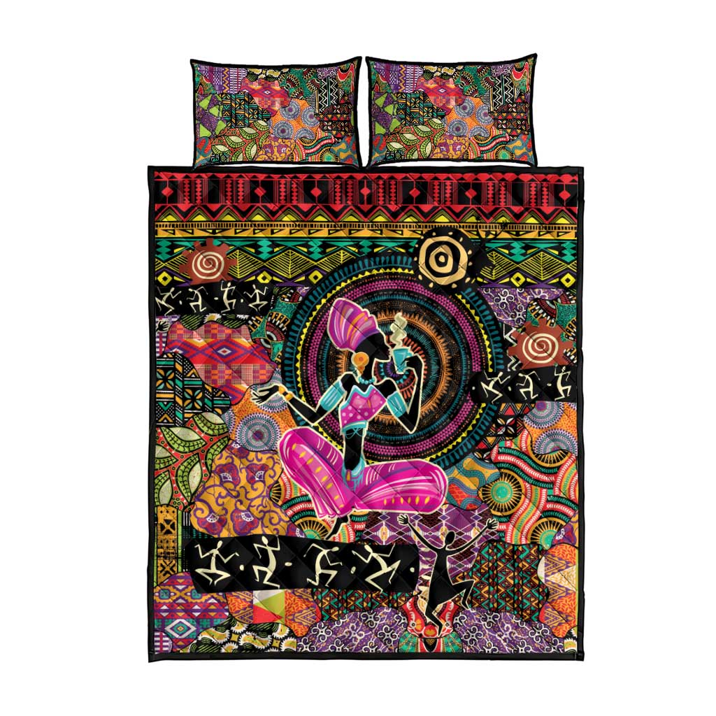 African Women Ethnic Motifs Quilt Bed Set - Wonder Print Shop