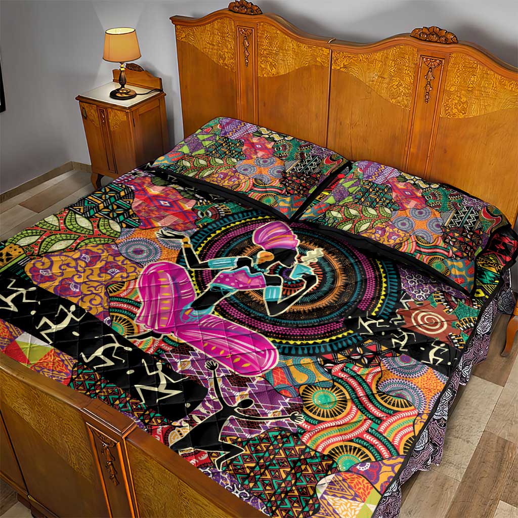 African Women Ethnic Motifs Quilt Bed Set - Wonder Print Shop