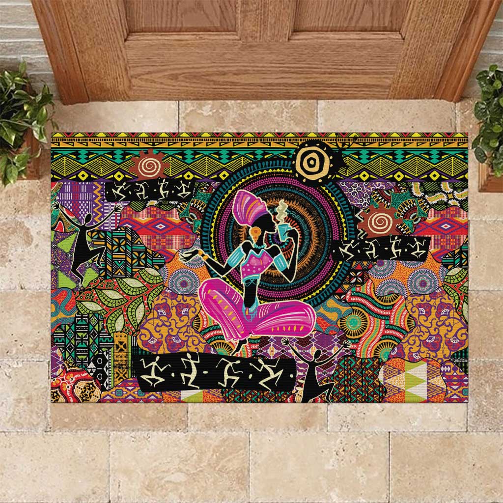 African Women Ethnic Motifs Rubber Doormat - Wonder Print Shop