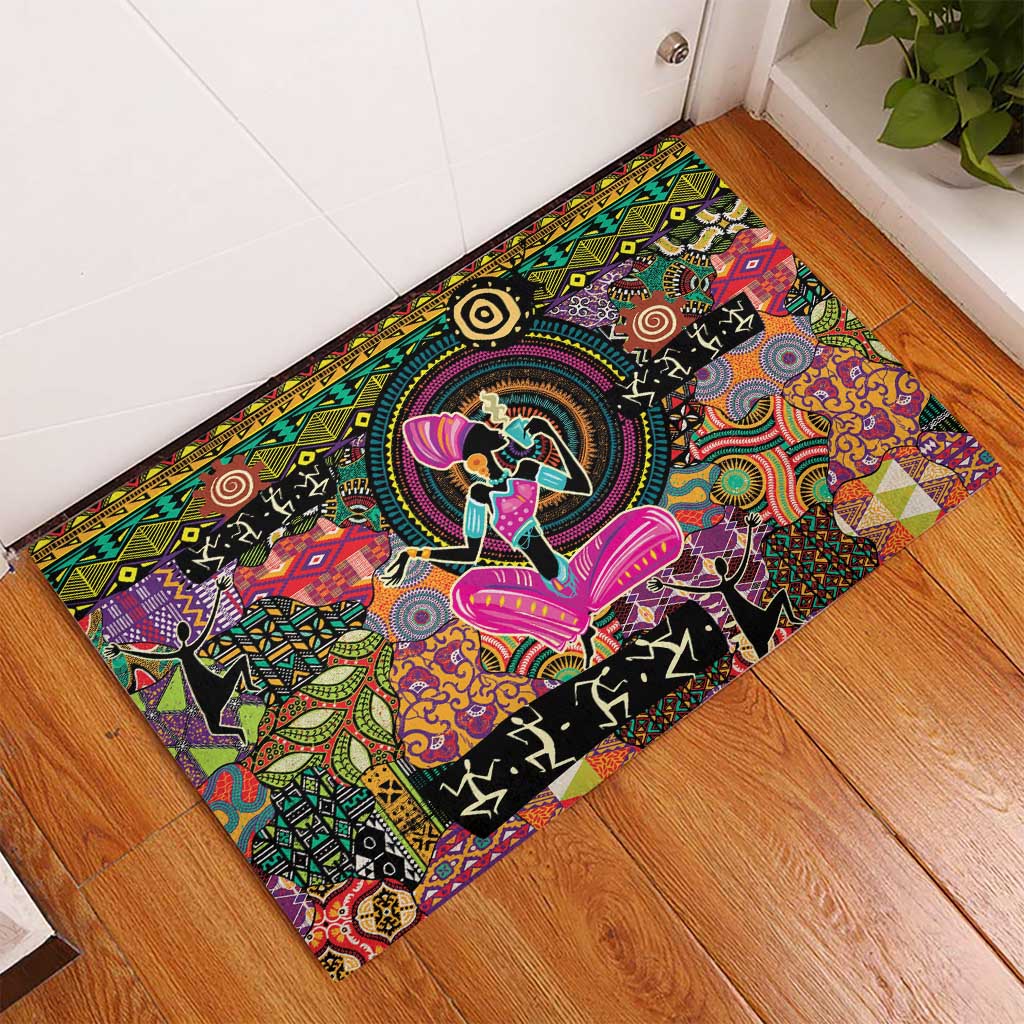 African Women Ethnic Motifs Rubber Doormat - Wonder Print Shop
