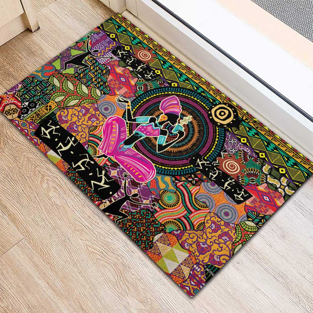 African Women Ethnic Motifs Rubber Doormat - Wonder Print Shop
