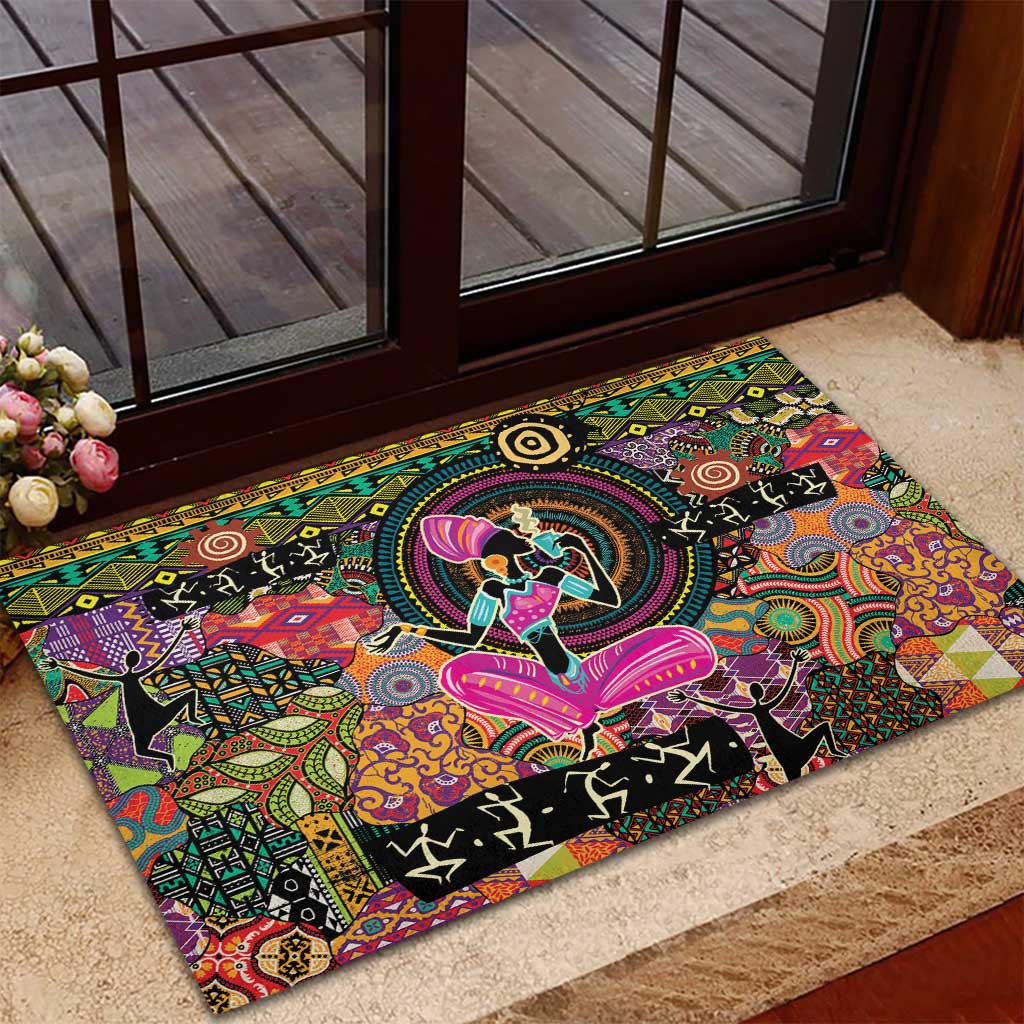 African Women Ethnic Motifs Rubber Doormat - Wonder Print Shop