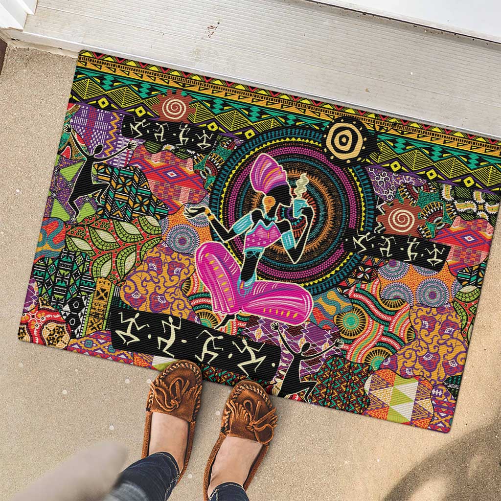 African Women Ethnic Motifs Rubber Doormat - Wonder Print Shop