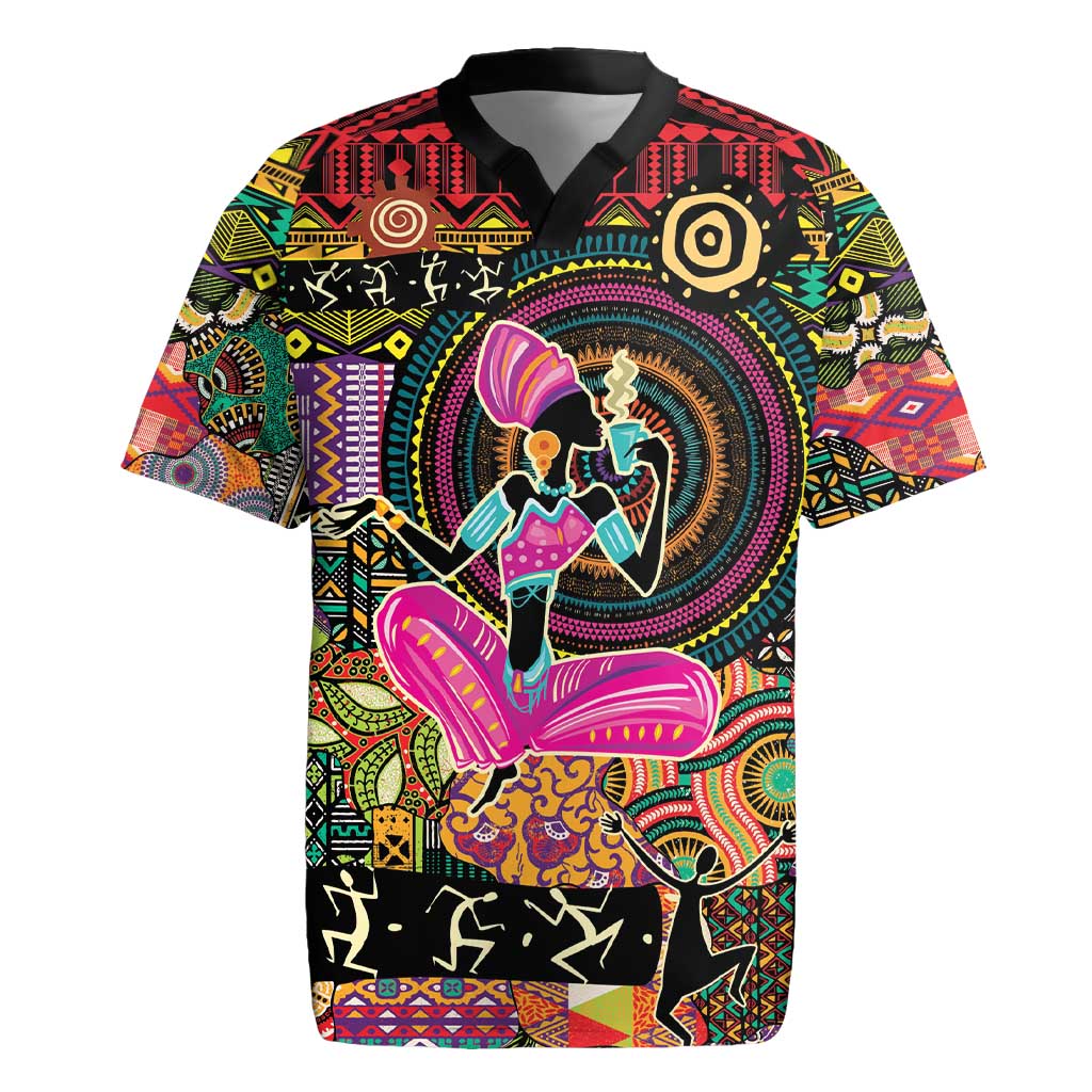 African Women Ethnic Motifs Rugby Jersey - Wonder Print Shop
