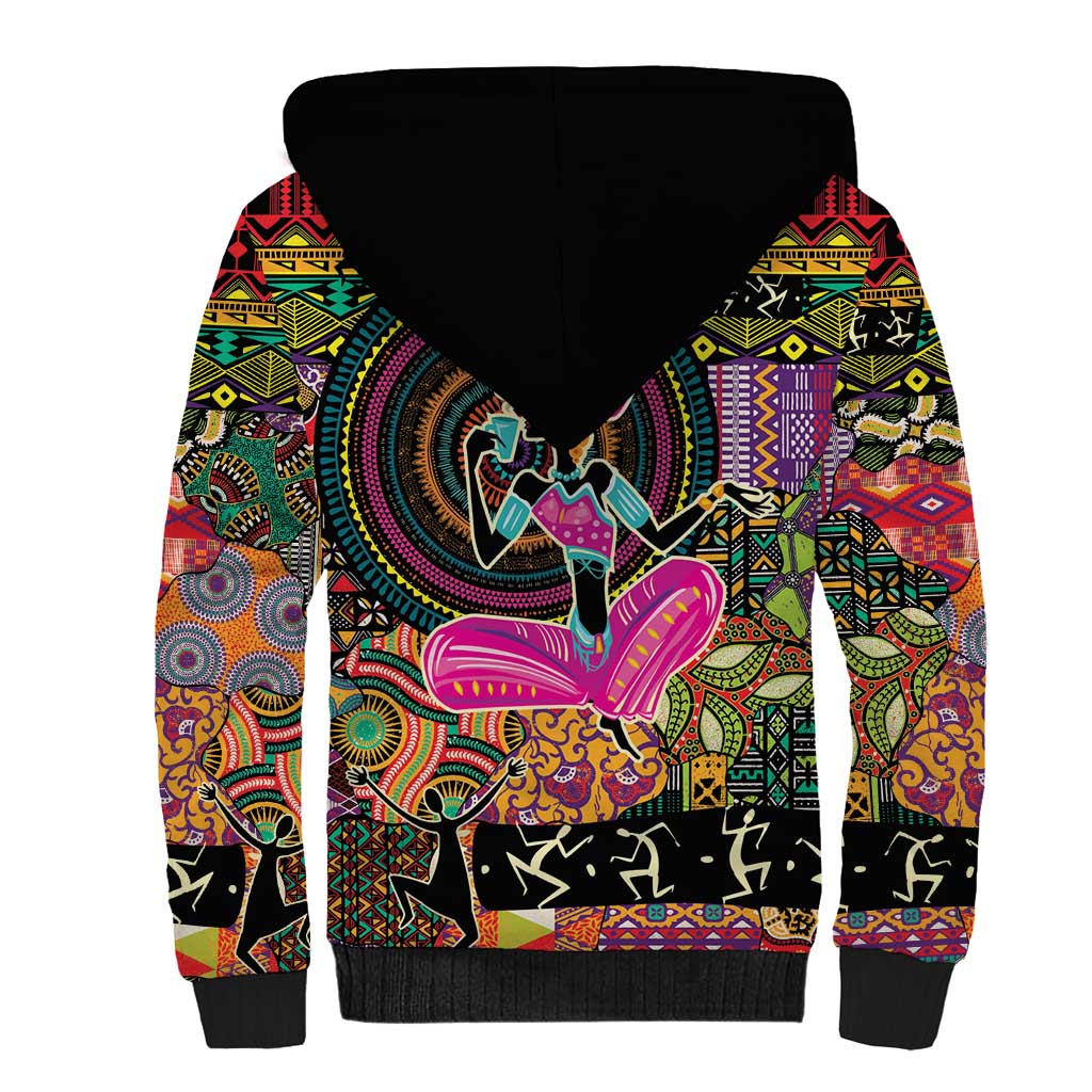 African Women Ethnic Motifs Sherpa Hoodie - Wonder Print Shop