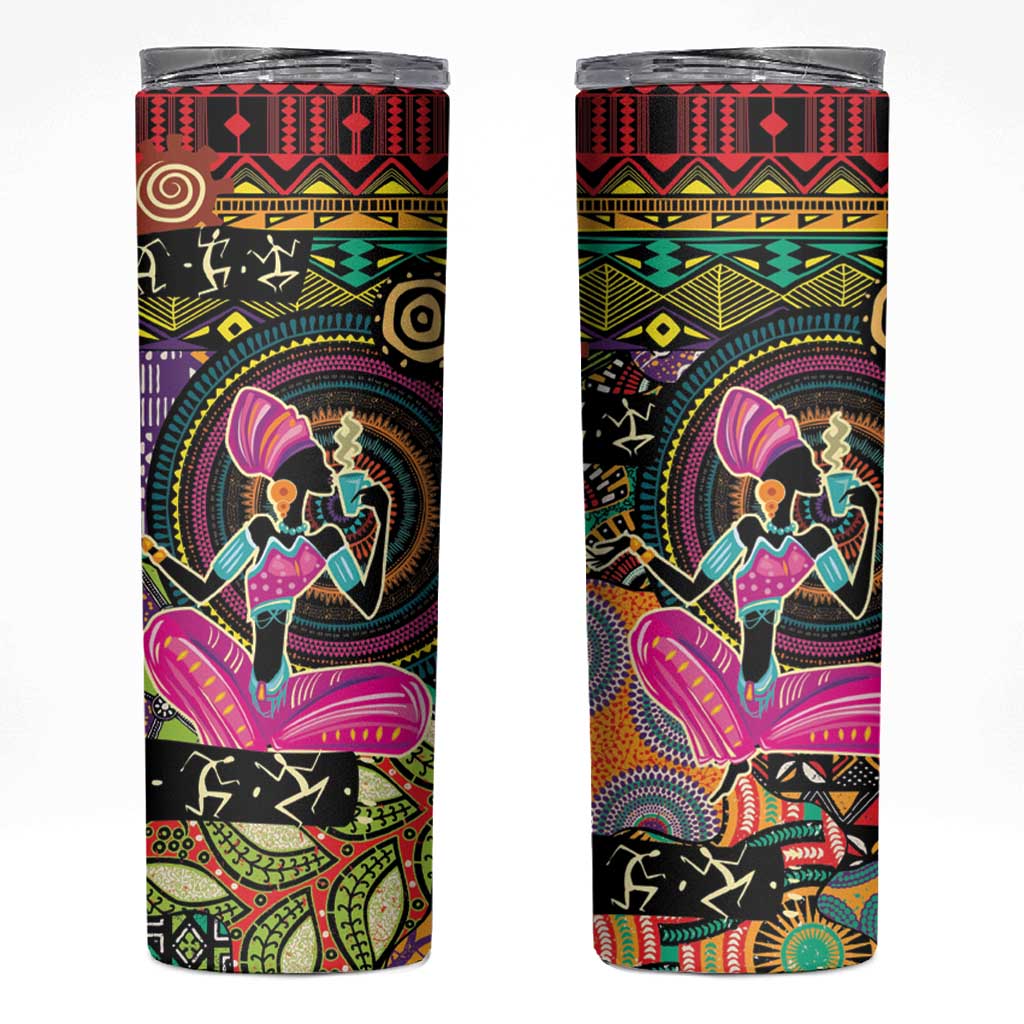 African Women Ethnic Motifs Skinny Tumbler - Wonder Print Shop