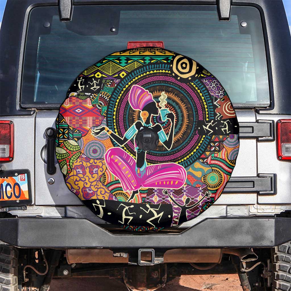 African Women Ethnic Motifs Spare Tire Cover - Wonder Print Shop