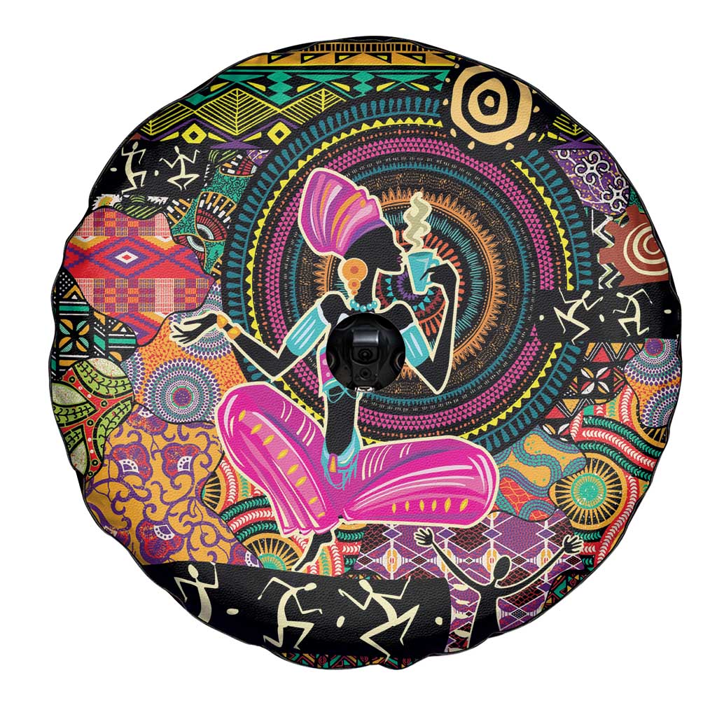 African Women Ethnic Motifs Spare Tire Cover - Wonder Print Shop