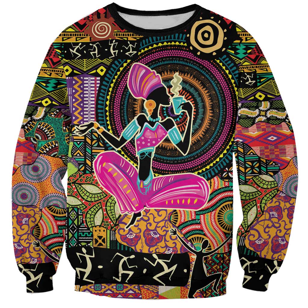 African Women Ethnic Motifs Sweatshirt - Wonder Print Shop