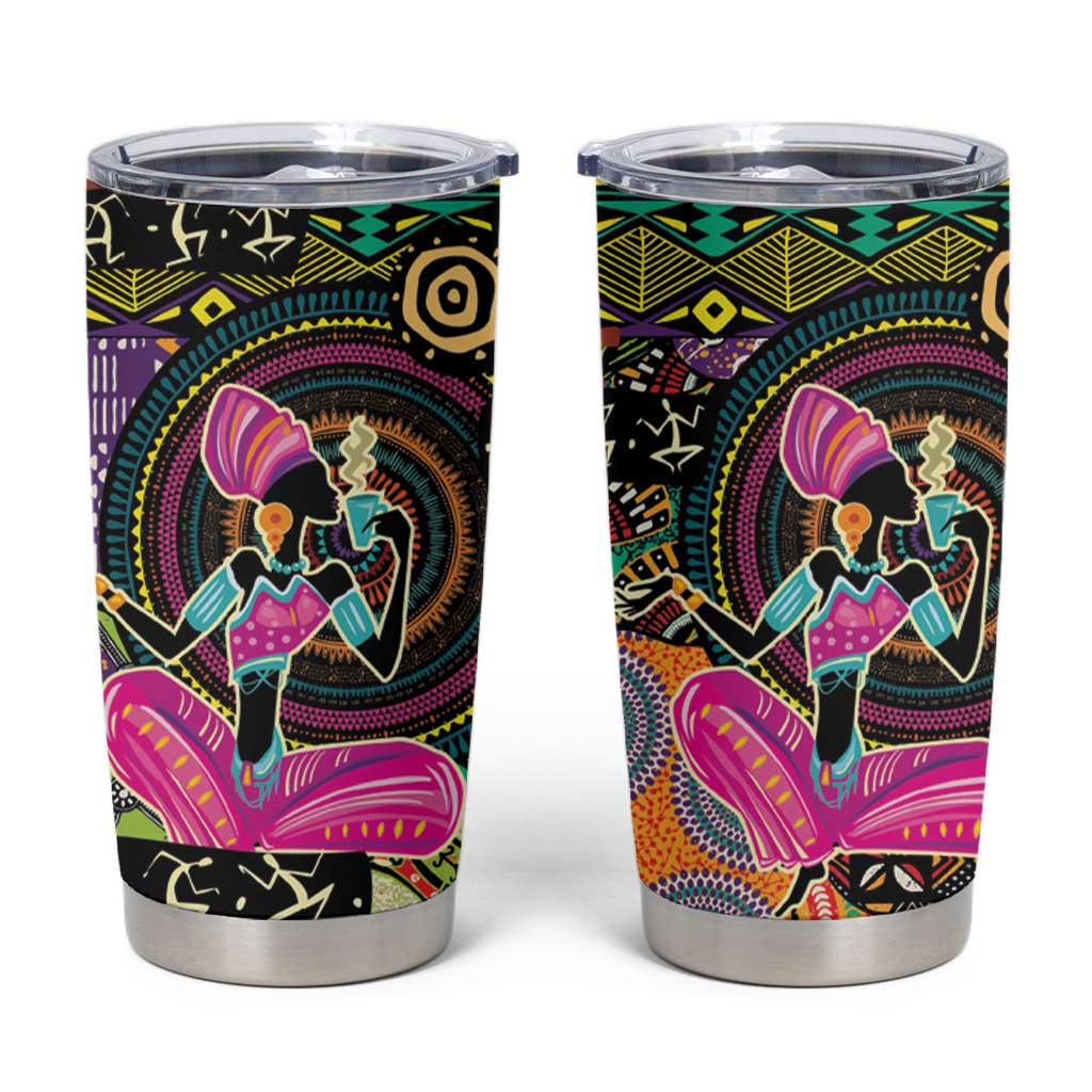 African Women Ethnic Motifs Tumbler Cup - Wonder Print Shop