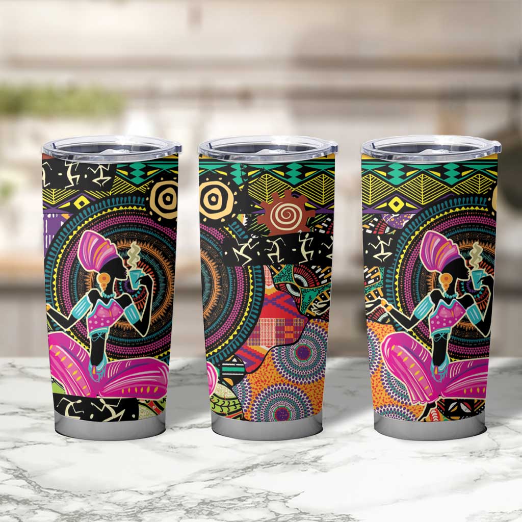 African Women Ethnic Motifs Tumbler Cup - Wonder Print Shop