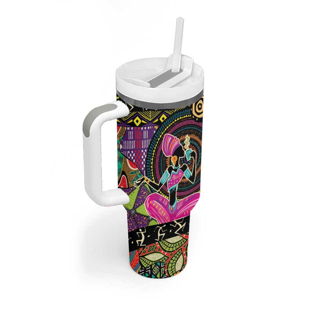 African Women Ethnic Motifs Tumbler With Handle - Wonder Print Shop
